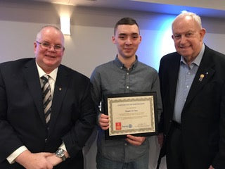 Noah has experienced the impact of suicide, been exposed to domestic violence, struggles with a significant learning disability. His forthright presentation resulted in the Rotary Club of Guelph presenting him an unique Certificate of Inspiration